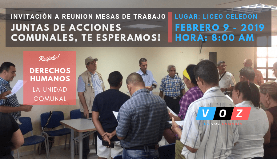 Invitación: Reunión Juntas de Acciones Comunales. Participa en una de las mesas por el fortalecimiento de la Acción Comunal!